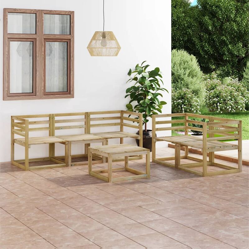 

YOUTHUP Set de muebles jardín 6 piezas madera de pino impregnada verde - Marrón