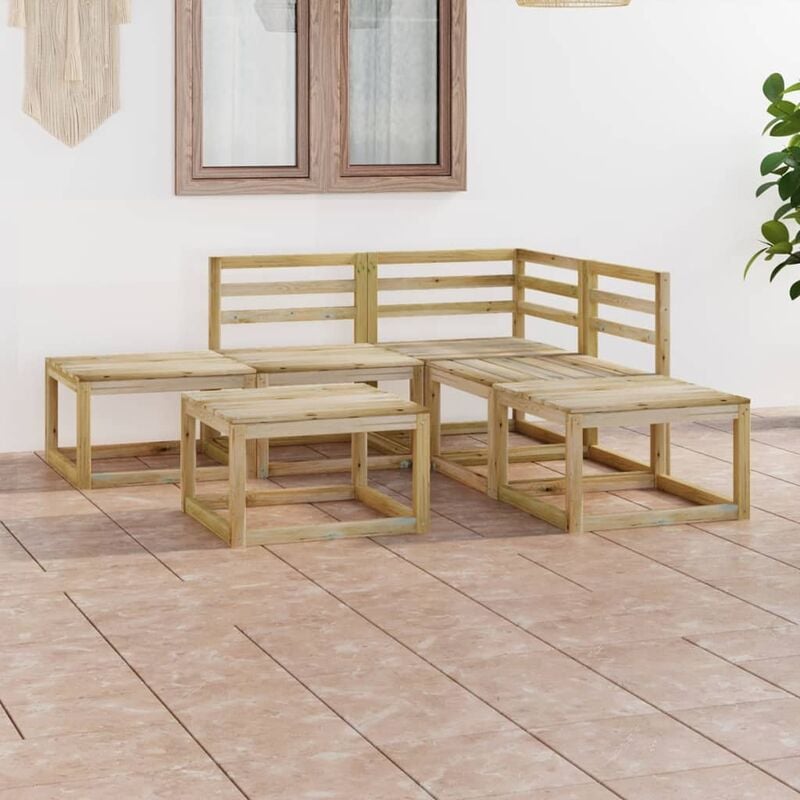 

Set de muebles jardín 6 piezas madera de pino impregnada verde - Marrón - Youthup