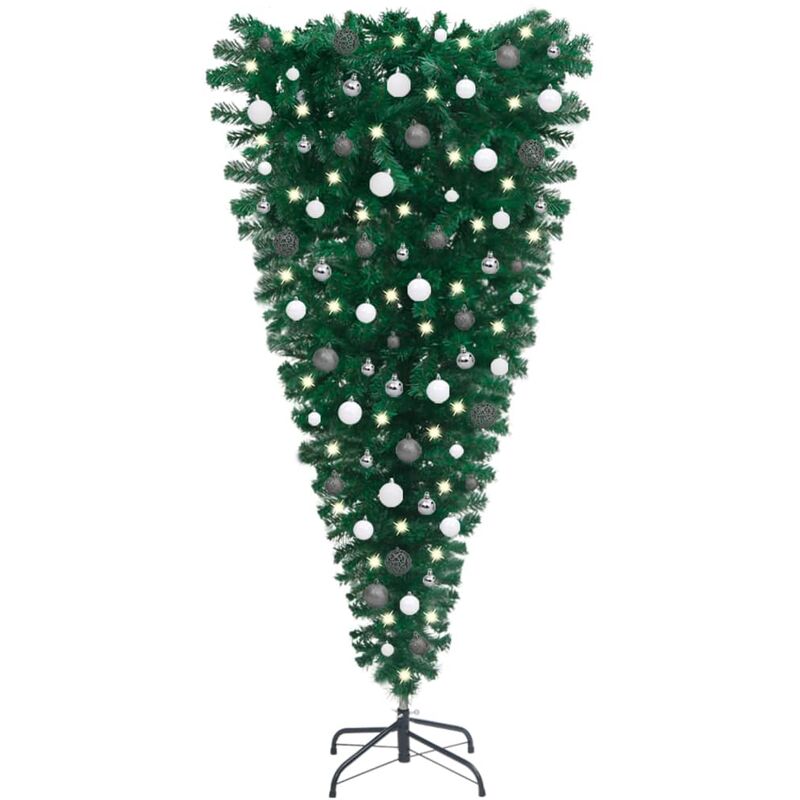 

YOUTHUP Set de árbol de Navidad artificial al revés LED y bolas 120 cm