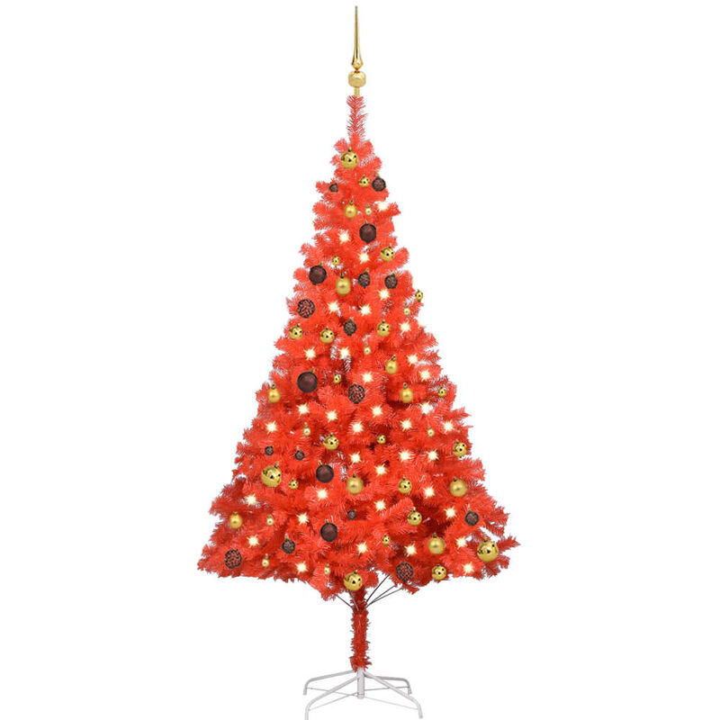 

Set de árbol de Navidad artificial con LED y bolas rojo 180 cm - Youthup