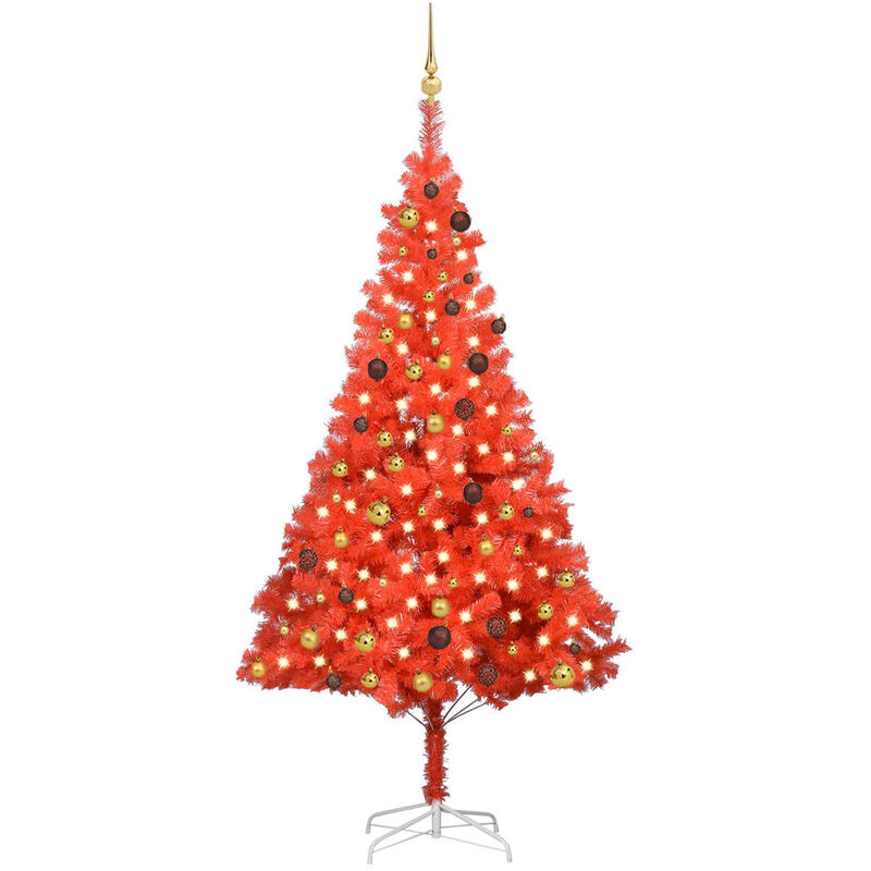 

YOUTHUP Set de árbol de Navidad artificial con LED y bolas rojo 210 cm