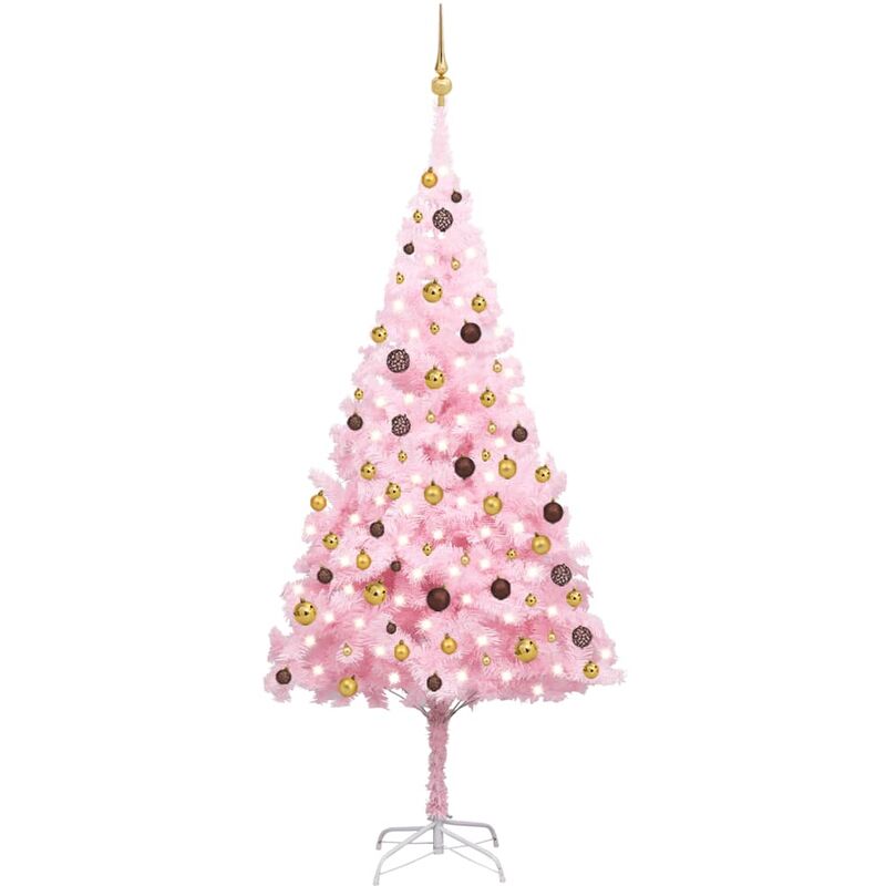 

Set de árbol de Navidad artificial con LED y bolas rosa 240 cm - Youthup