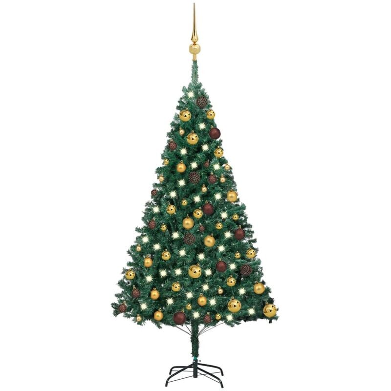 

YOUTHUP Set de árbol de Navidad artificial LED y bolas PVC verde 120 cm