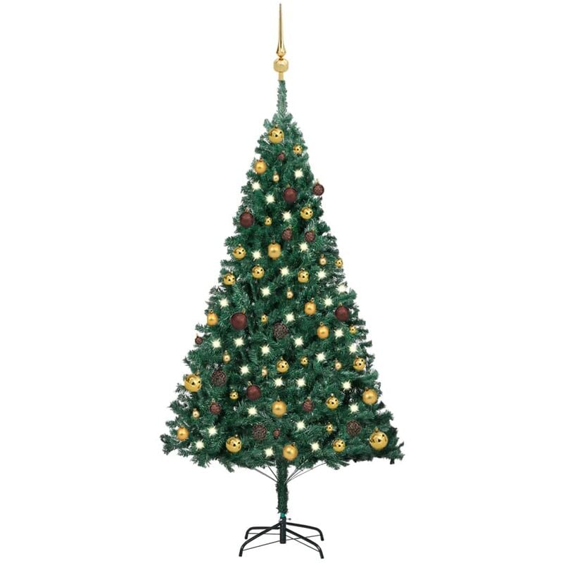 

Set de árbol de Navidad artificial LED y bolas PVC verde 150 cm - Youthup