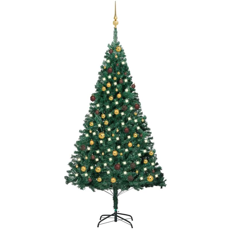 

Set de árbol de Navidad artificial LED y bolas PVC verde 210 cm - Youthup
