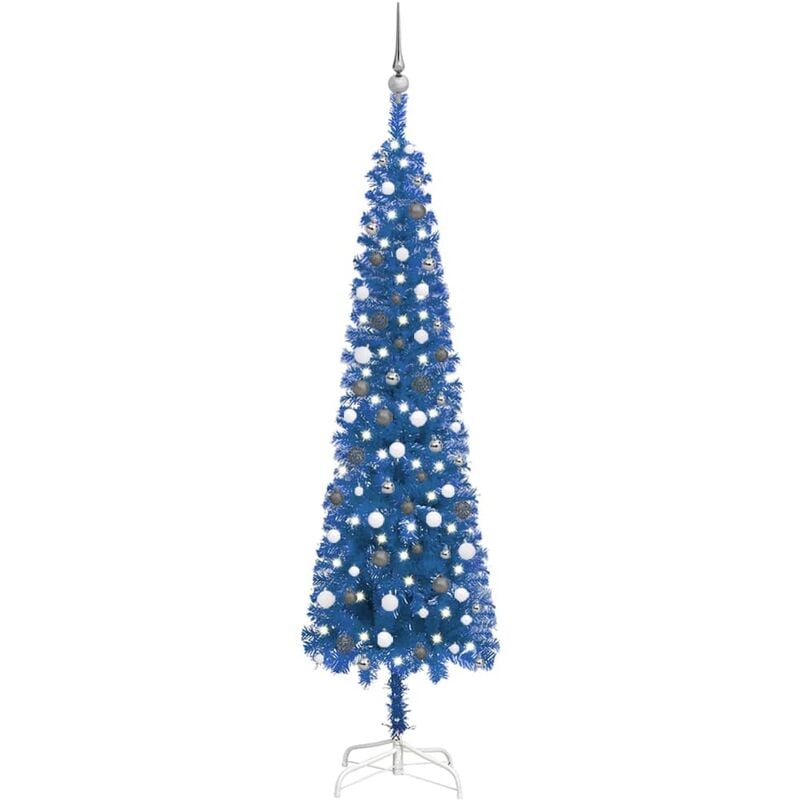 

Set de árbol de Navidad estrecho con LED y bola azul 240 cm - Youthup