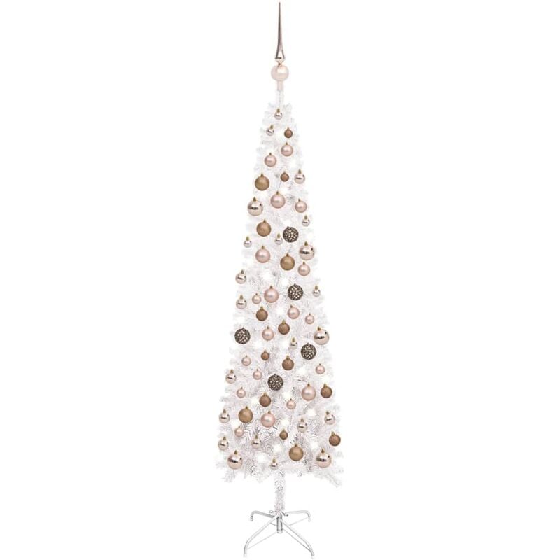 

YOUTHUP Set de árbol de Navidad estrecho con LED y bola blanco 120 cm