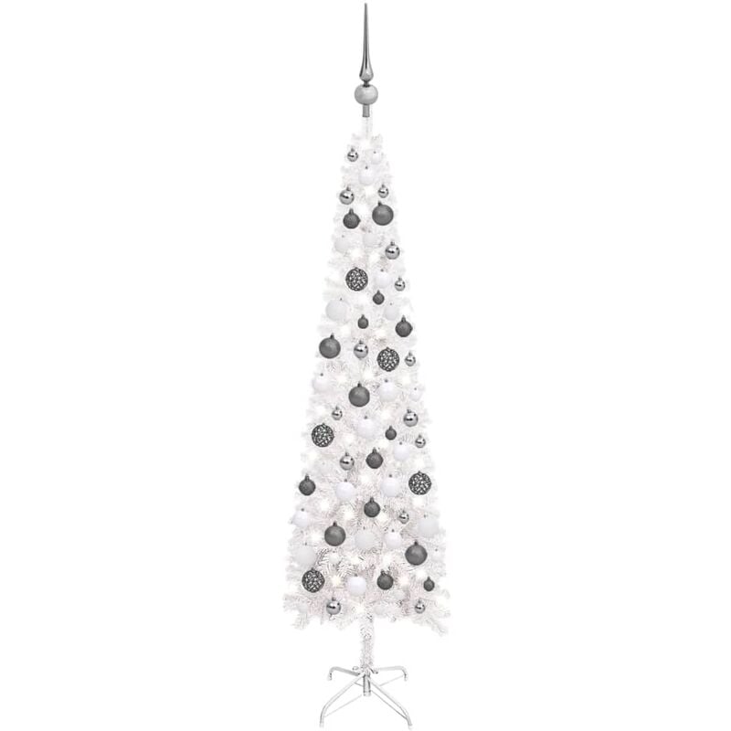 

YOUTHUP Set de árbol de Navidad estrecho con LED y bola blanco 120 cm