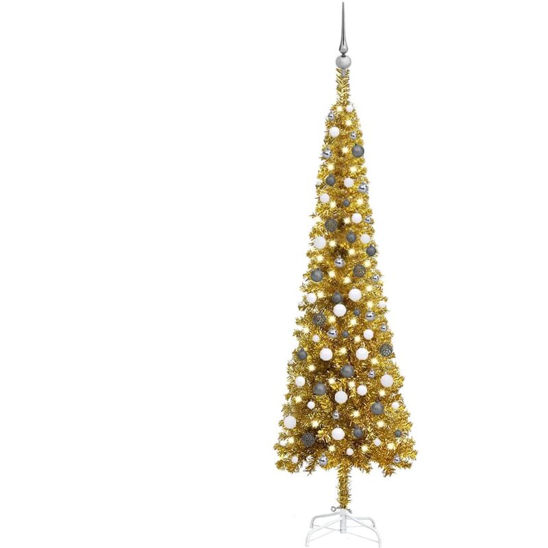 

Set de árbol de Navidad estrecho con LED y bola dorado 210 cm - Youthup
