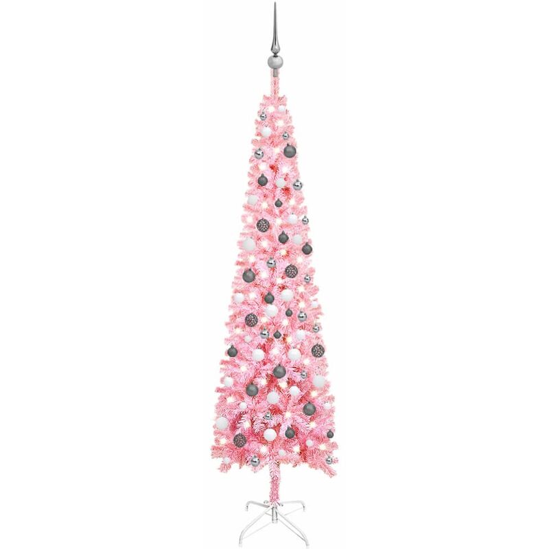 

Set de árbol de Navidad estrecho con LED y bola rosa 210 cm - Youthup