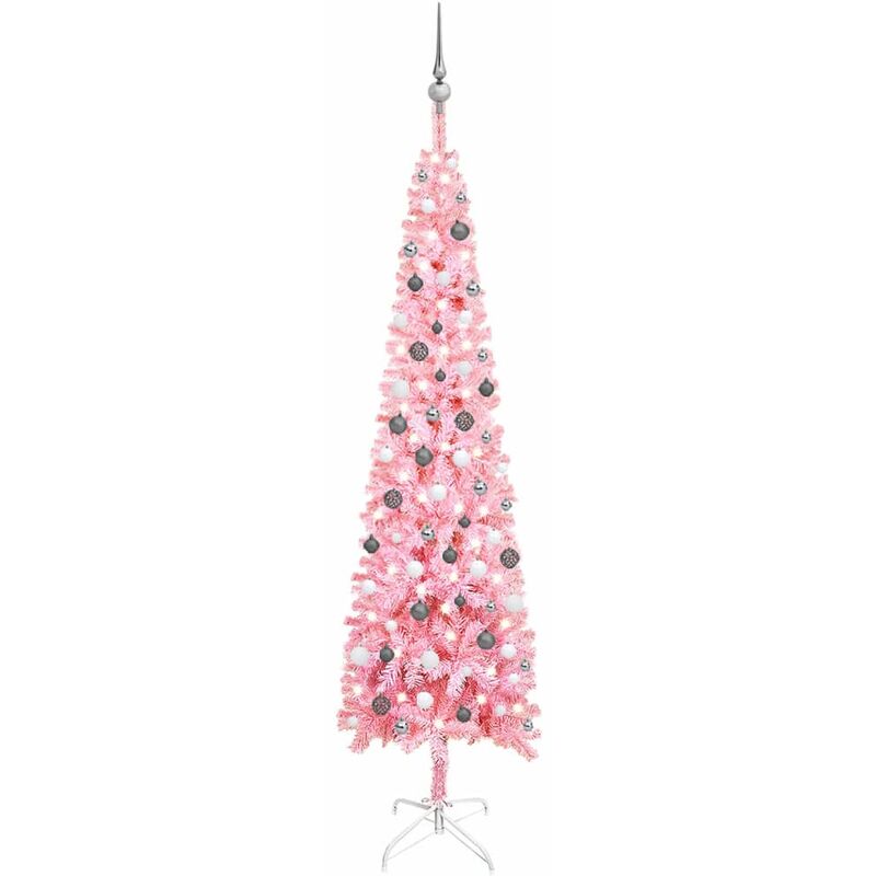 

Set de árbol de Navidad estrecho con LED y bola rosa 240 cm - Youthup