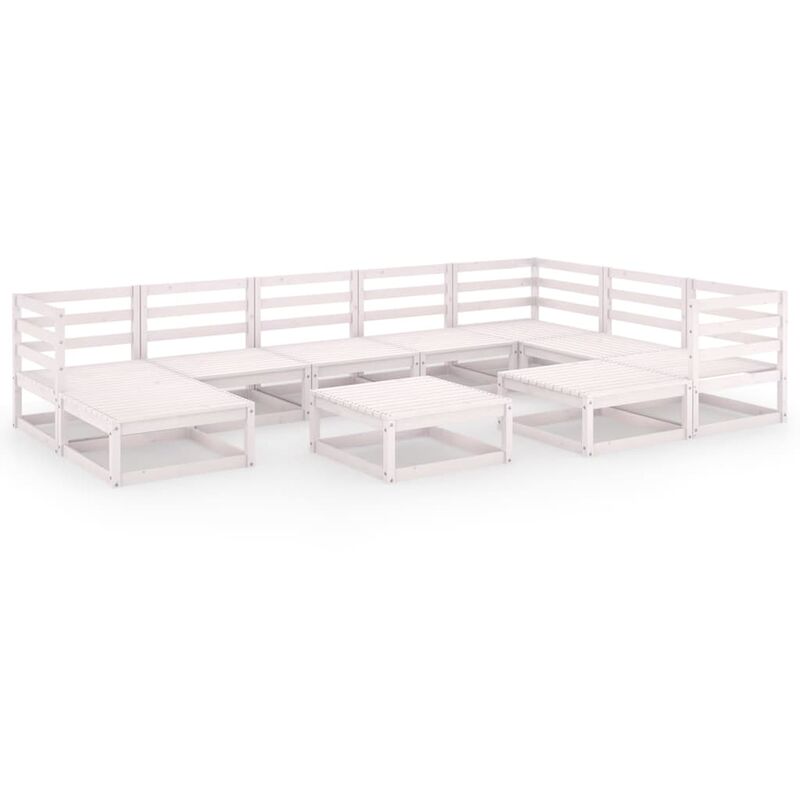 

Set de salón de jardín de 10 piezas blanco madera maciza pino - Blanco - Youthup