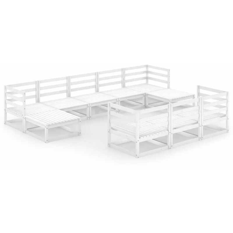 

Set de salón de jardín de 10 piezas madera maciza de pino - Blanco - Youthup