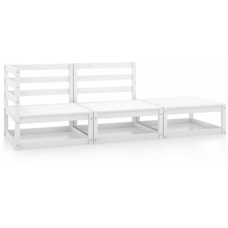 

Set de salón de jardín de 3 piezas blanco madera maciza de pino - Blanco - Youthup