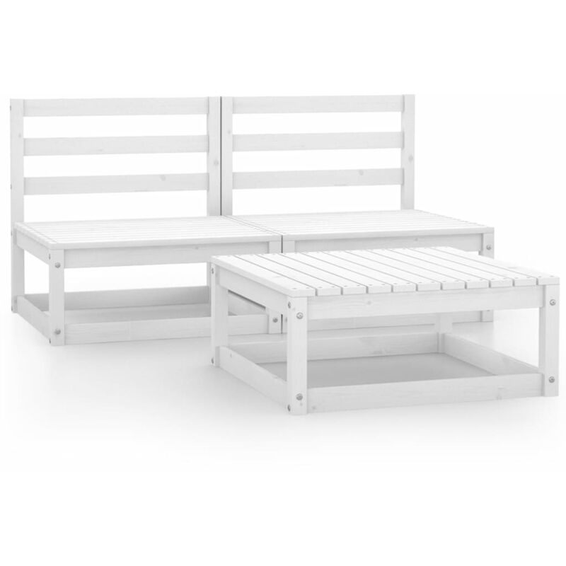 

Set de salón de jardín de 3 piezas blanco madera maciza de pino - Blanco - Youthup