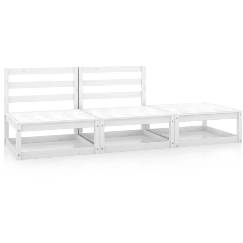 

Set de salón de jardín de 3 piezas blanco madera maciza de pino - Blanco - Youthup