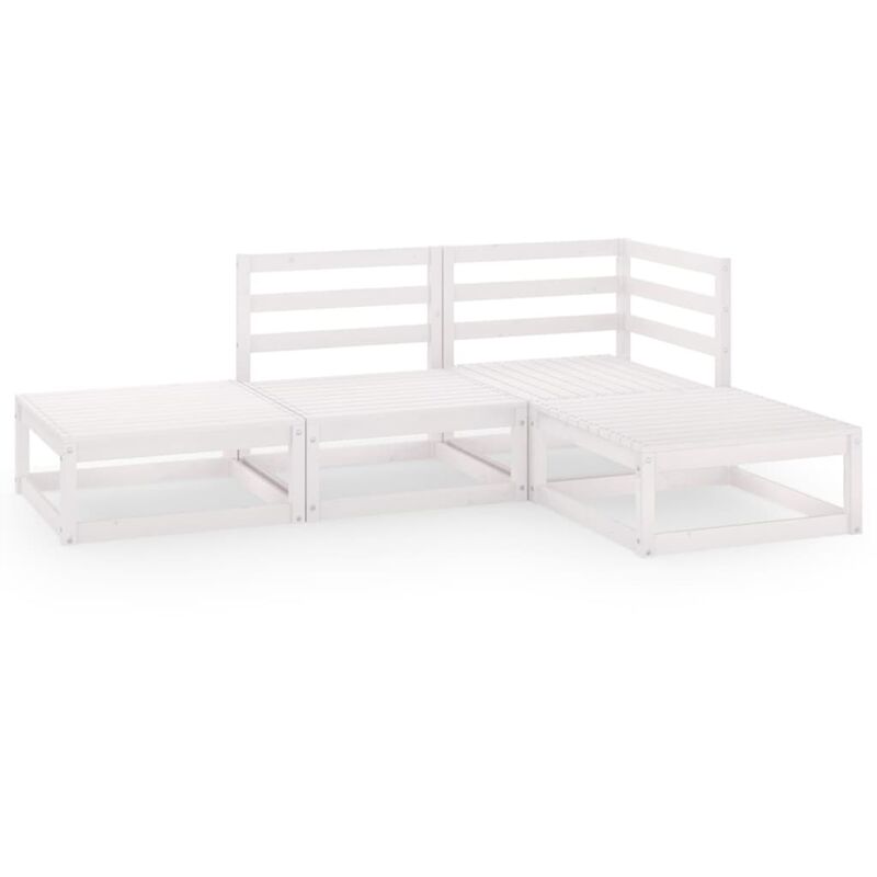 

Set de salón de jardín de 4 piezas blanco madera maciza de pino - Blanco - Youthup