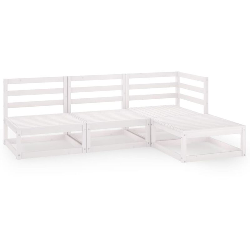 

Set de salón de jardín de 4 piezas blanco madera maciza de pino - Blanco - Youthup