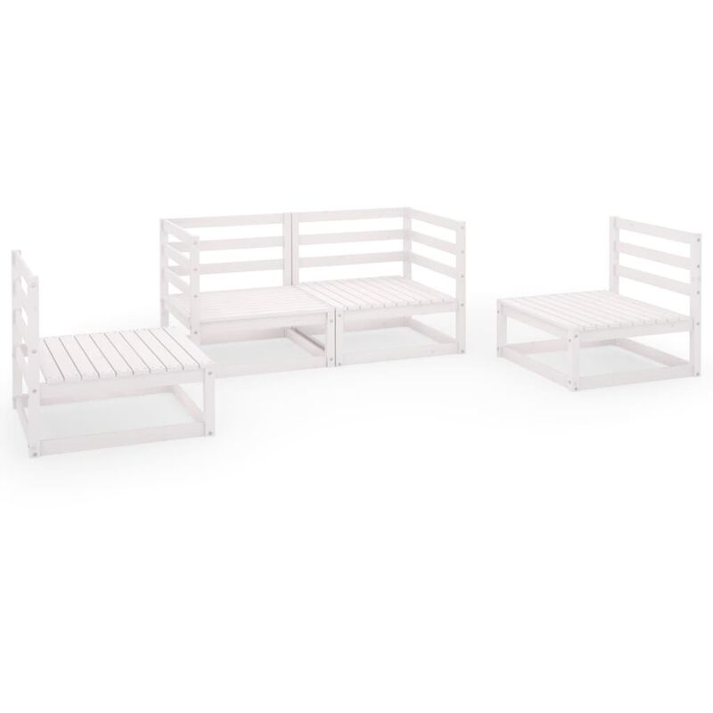 

Set de salón de jardín de 4 piezas blanco madera maciza de pino - Blanco - Youthup