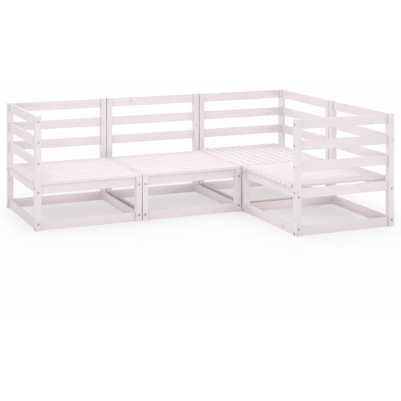 

Set de salón de jardín de 4 pzas blanco madera maciza de pino - Blanco - Youthup