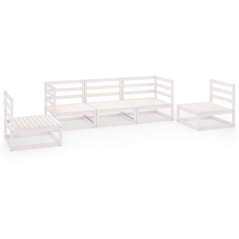

Set de salón de jardín de 5 piezas blanco madera maciza de pino - Blanco - Youthup