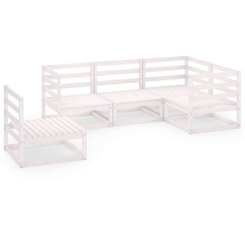 

Set de salón de jardín de 5 piezas blanco madera maciza de pino - Blanco - Youthup