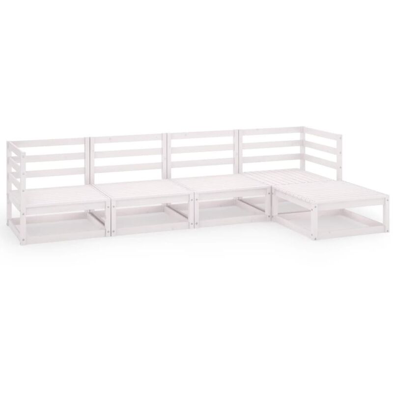 

Set de salón de jardín de 5 piezas blanco madera maciza pino - Blanco - Youthup