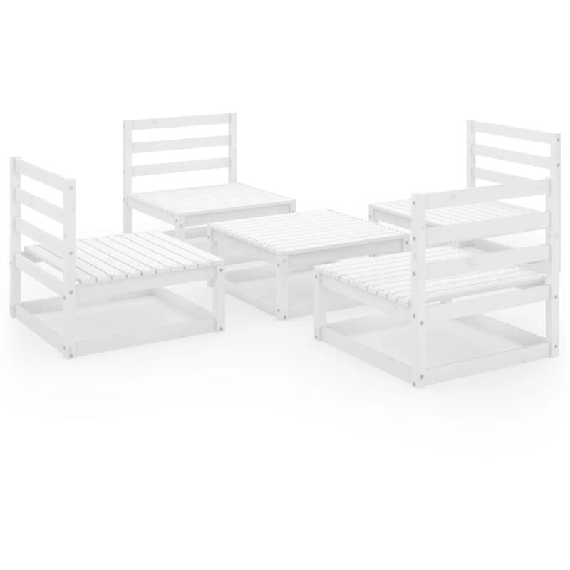 

Set de salón de jardín de 5 pzas blanco madera maciza de pino - Blanco - Youthup