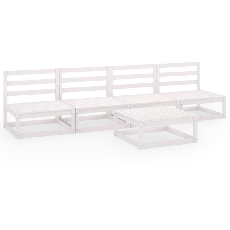 

Set de salón de jardín de 5 pzas blanco madera maciza de pino - Blanco - Youthup