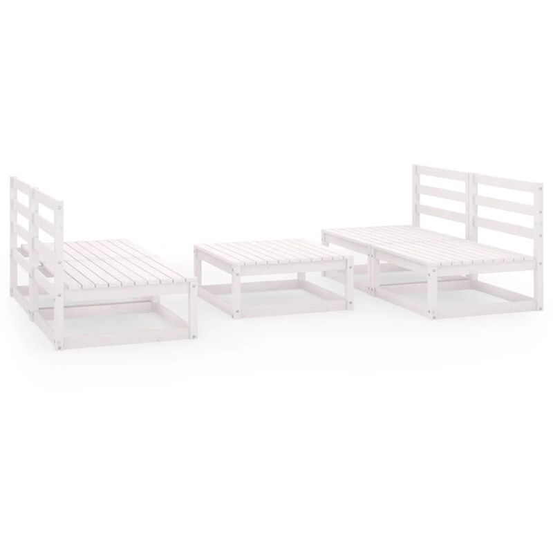 

Set de salón de jardín de 5 pzas blanco madera maciza de pino - Blanco - Youthup