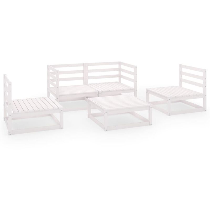 

Set de salón de jardín de 5 pzas blanco madera maciza de pino - Blanco - Youthup