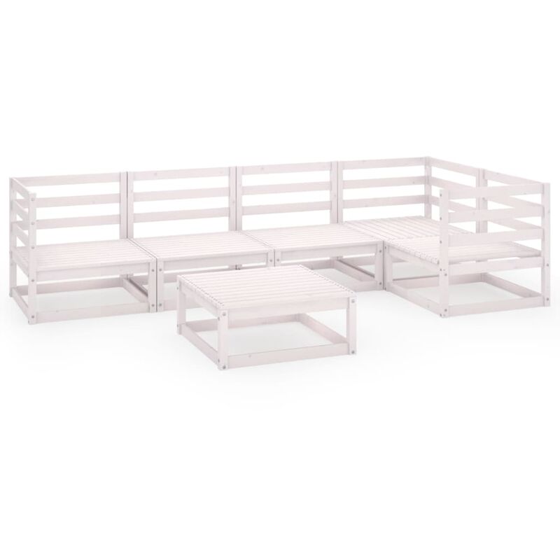

Set de salón de jardín de 6 piezas blanco madera maciza de pino - Blanco - Youthup