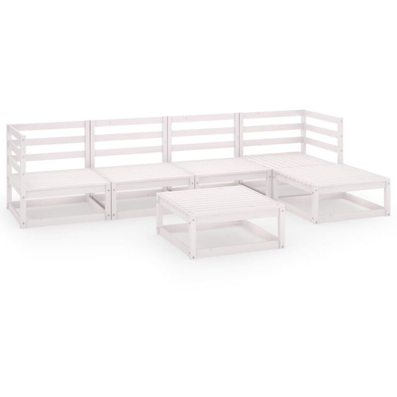 

Set de salón de jardín de 6 piezas blanco madera maciza de pino - Blanco - Youthup