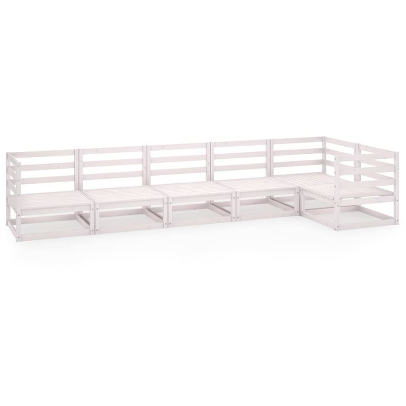 

YOUTHUP Set de salón de jardín de 6 piezas blanco madera maciza de pino - Blanco