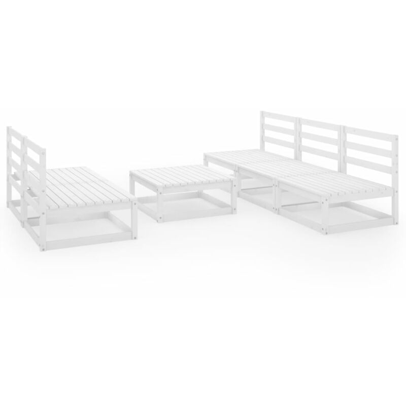 

Set de salón de jardín de 6 piezas blanco madera maciza de pino - Blanco - Youthup