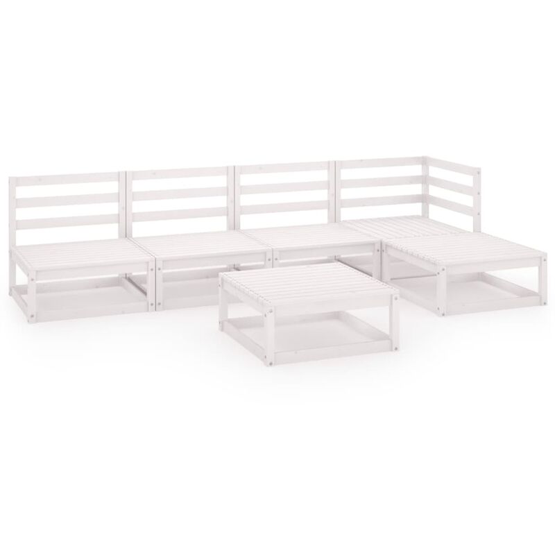 

YOUTHUP Set de salón de jardín de 6 piezas blanco madera maciza de pino - Blanco