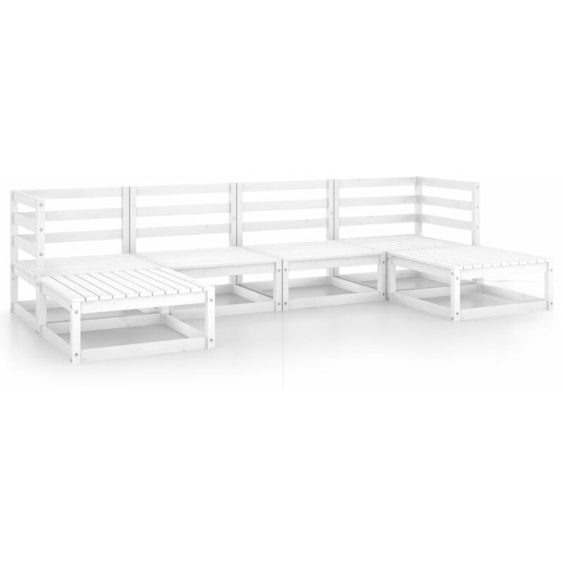 

Set de salón de jardín de 6 piezas madera maciza de pino - Blanco - Youthup