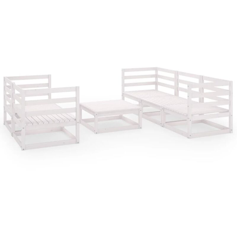 

Set de salón de jardín de 6 pzas blanco madera maciza de pino - Blanco - Youthup