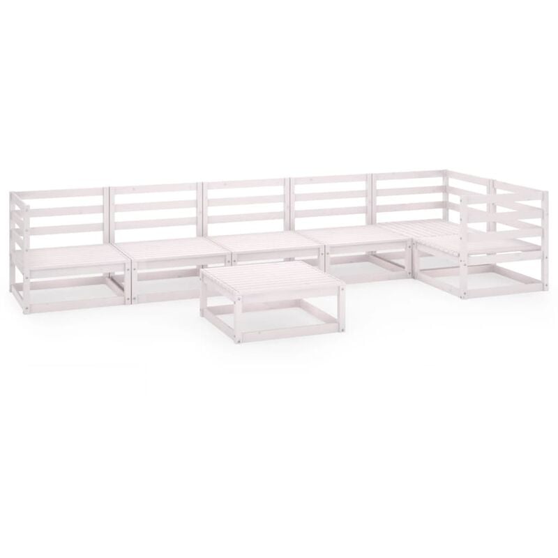 

Set de salón de jardín de 7 piezas blanco madera maciza de pino - Blanco - Youthup