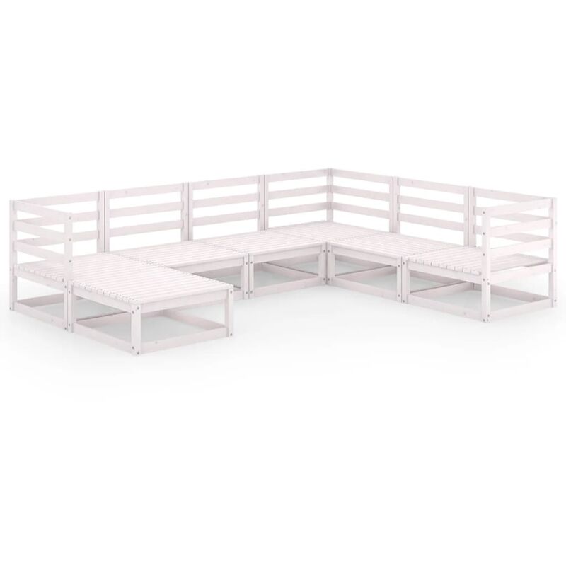 

YOUTHUP Set de salón de jardín de 7 piezas blanco madera maciza de pino - Blanco