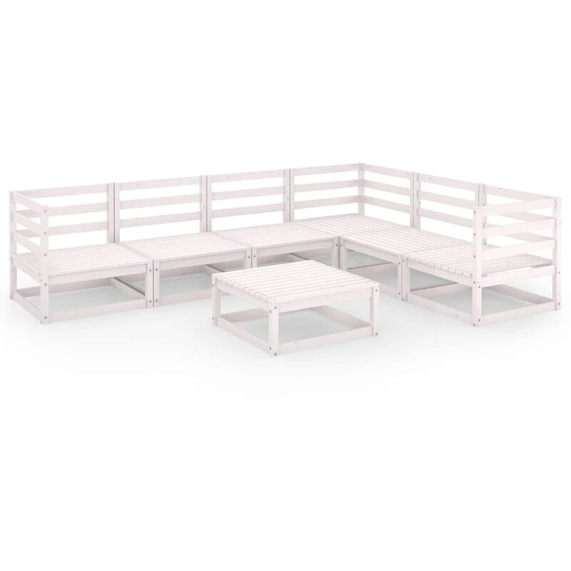 

Set de salón de jardín de 7 piezas blanco madera maciza de pino - Blanco - Youthup
