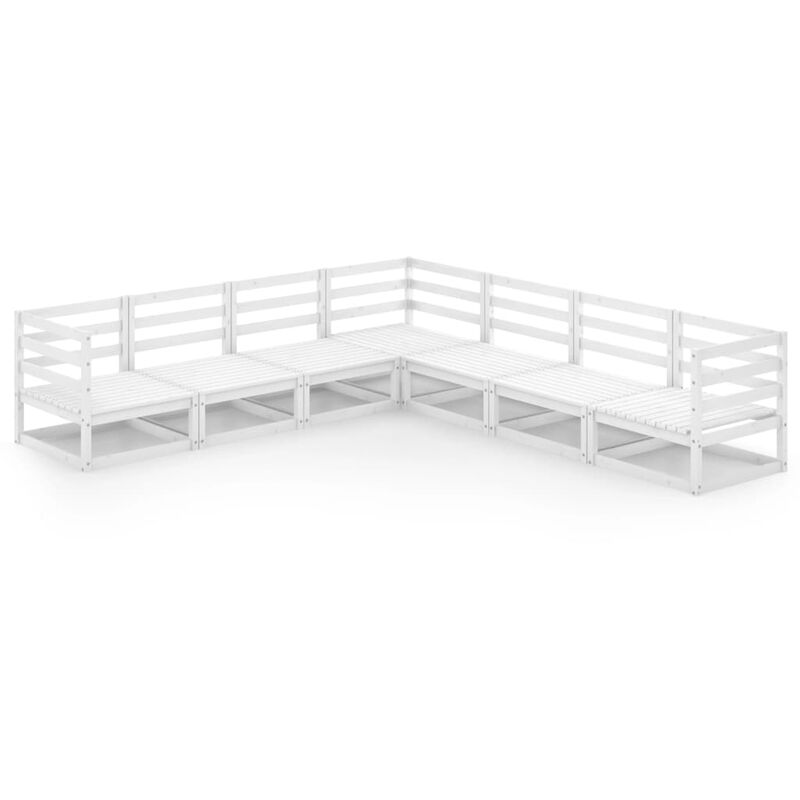 

Set de salón de jardín de 7 piezas blanco madera maciza de pino - Blanco - Youthup