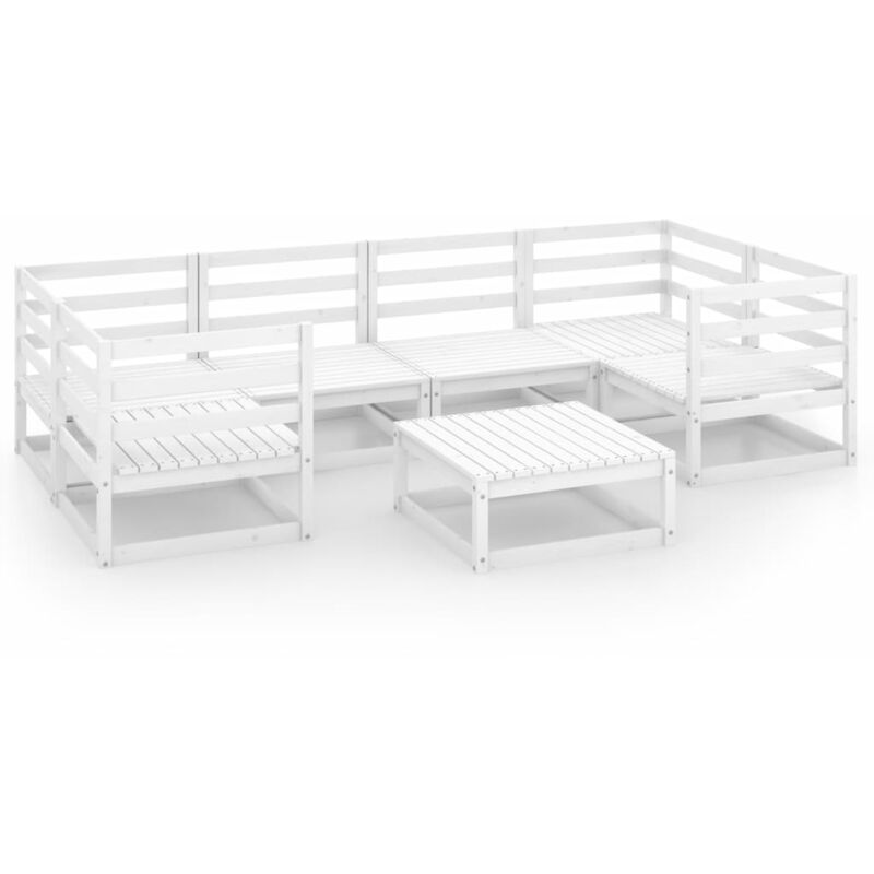 

Set de salón de jardín de 7 piezas madera maciza de pino - Blanco - Youthup