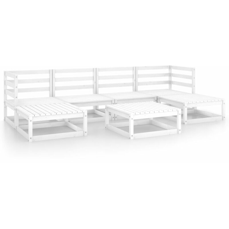 

Set de salón de jardín de 7 piezas madera maciza de pino - Blanco - Youthup