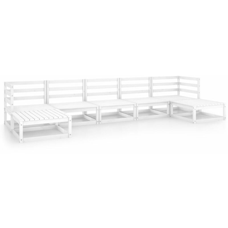 

Set de salón de jardín de 7 piezas madera maciza de pino - Blanco - Youthup