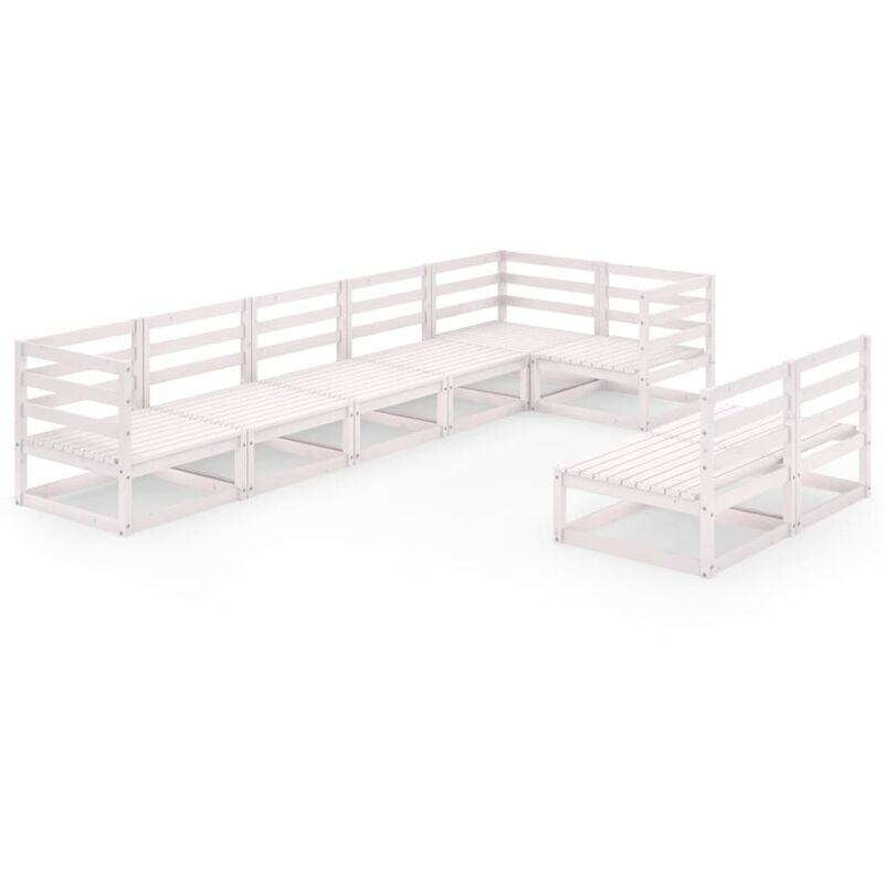 

Set de salón de jardín de 8 piezas blanco madera maciza de pino - Blanco - Youthup