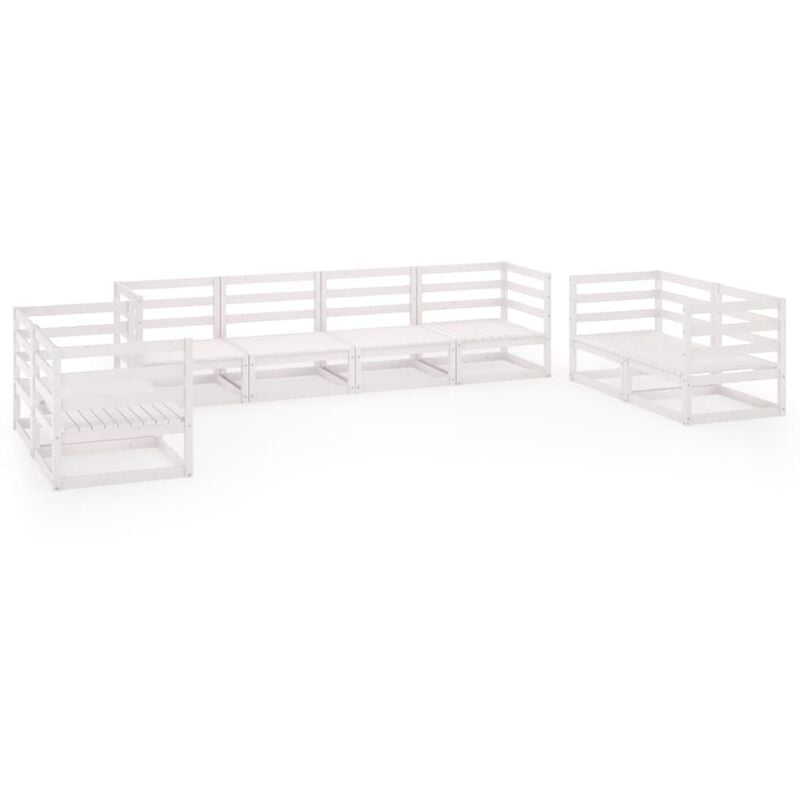 

Set de salón de jardín de 8 piezas blanco madera maciza de pino - Blanco - Youthup