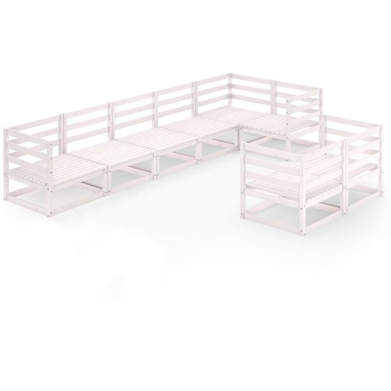 

Set de salón de jardín de 8 piezas blanco madera maciza de pino - Blanco - Youthup