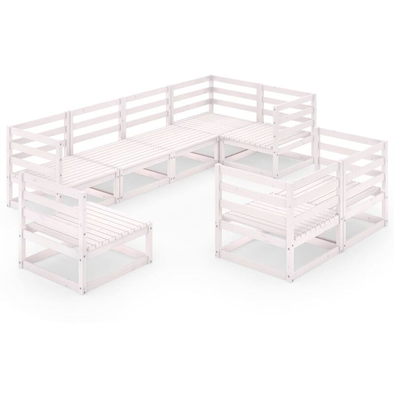 

Set de salón de jardín de 8 piezas blanco madera maciza de pino - Blanco - Youthup