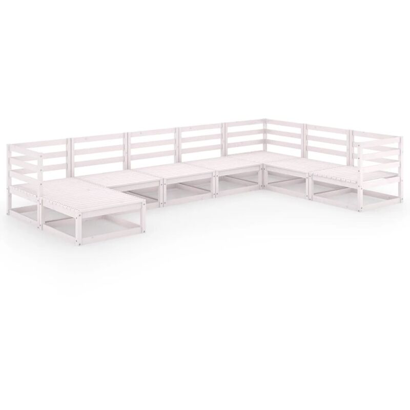 

Set de salón de jardín de 8 piezas blanco madera maciza de pino - Blanco - Youthup